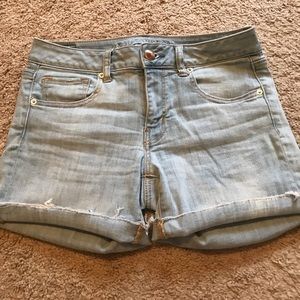 AEO light wash jean shorts