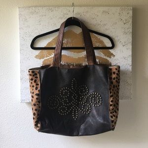McFadin genuine leather studded and hide handbag