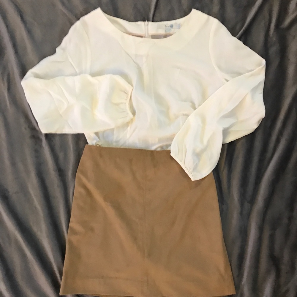 J.Crew Factory Size 4 Camel Colored Aline Skirt - image 2