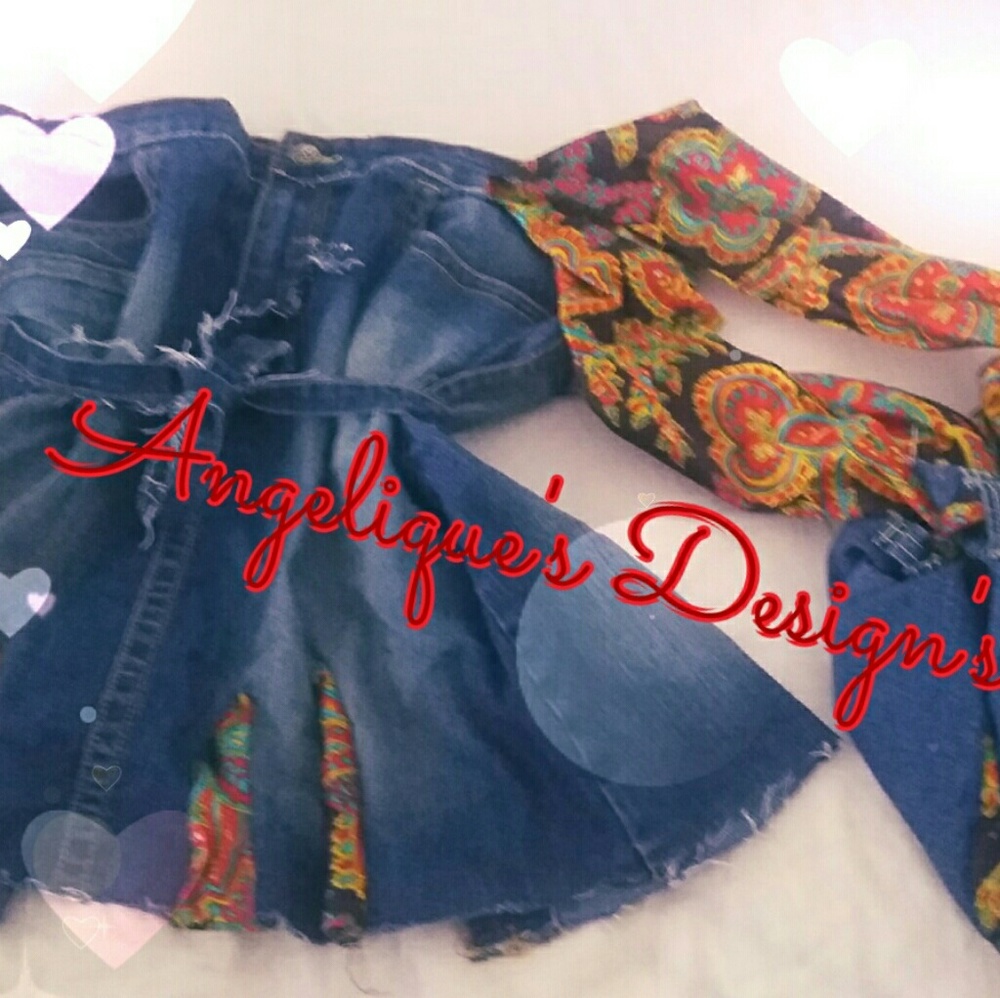 2piece Denim shirt and boho bag