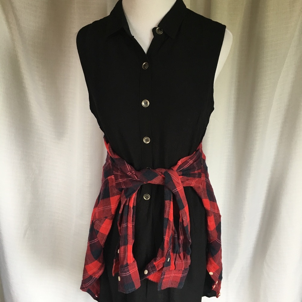 Black forever 21 button babydoll dress