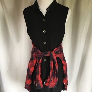 Black forever 21 button babydoll dress