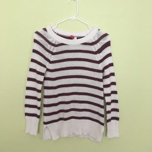 H&M Knitted Striped Burgundy Sweater