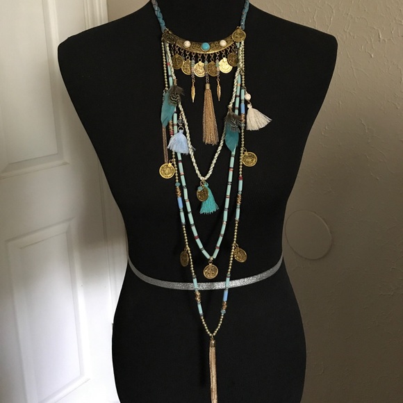 👗Armenian/Festival Style Necklace aqua - Picture 2 of 6