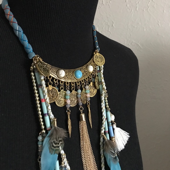 👗Armenian/Festival Style Necklace aqua - Picture 3 of 6