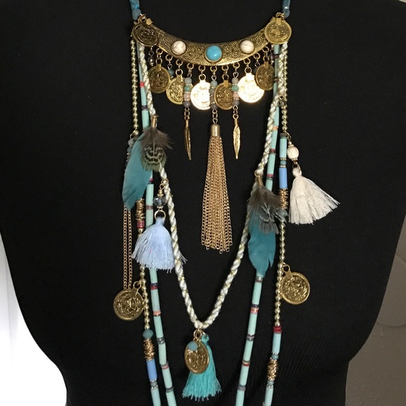 👗Armenian/Festival Style Necklace aqua - Picture 4 of 6