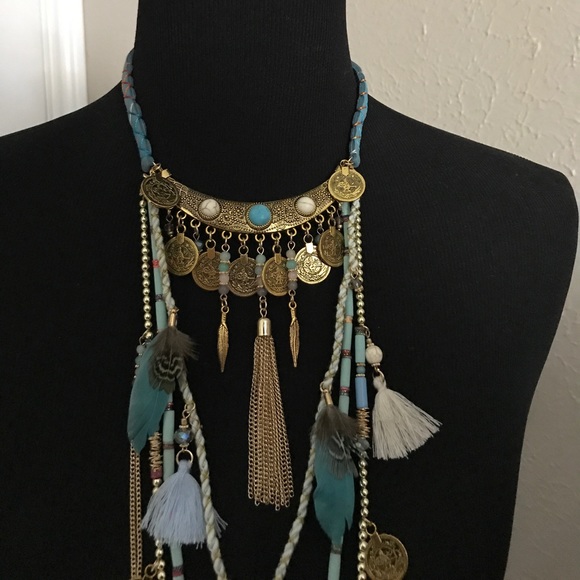 👗Armenian/Festival Style Necklace aqua - Picture 5 of 6