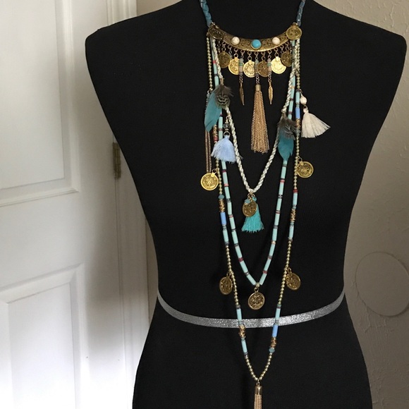 👗Armenian/Festival Style Necklace aqua - Picture 6 of 6