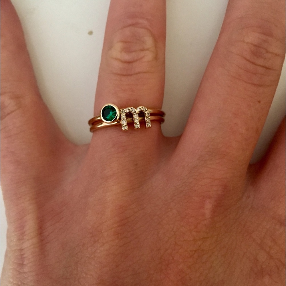 Maya J Initial & Birthstone Ring