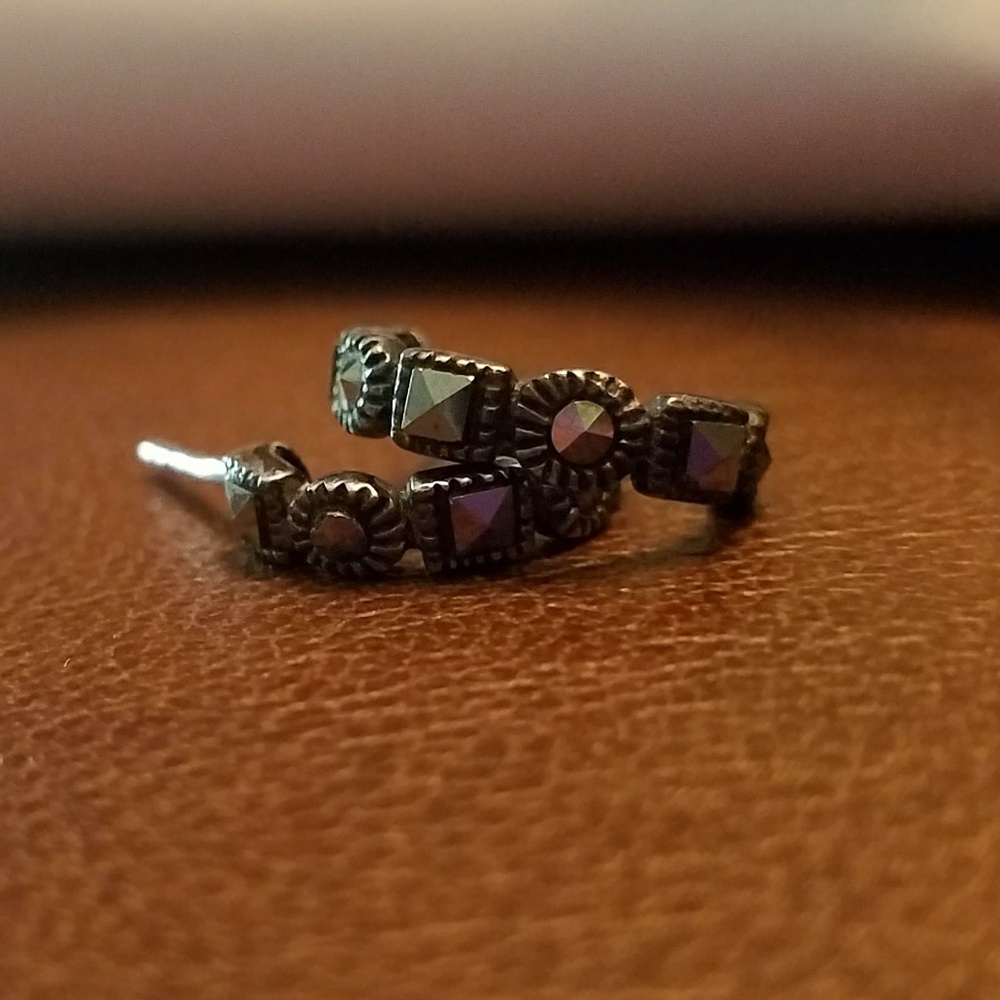 Marcasite hoop earrings