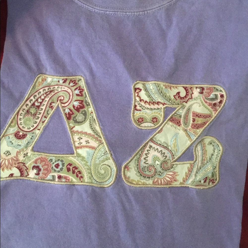 DELTA ZETA stitched letter Comfort colors tee