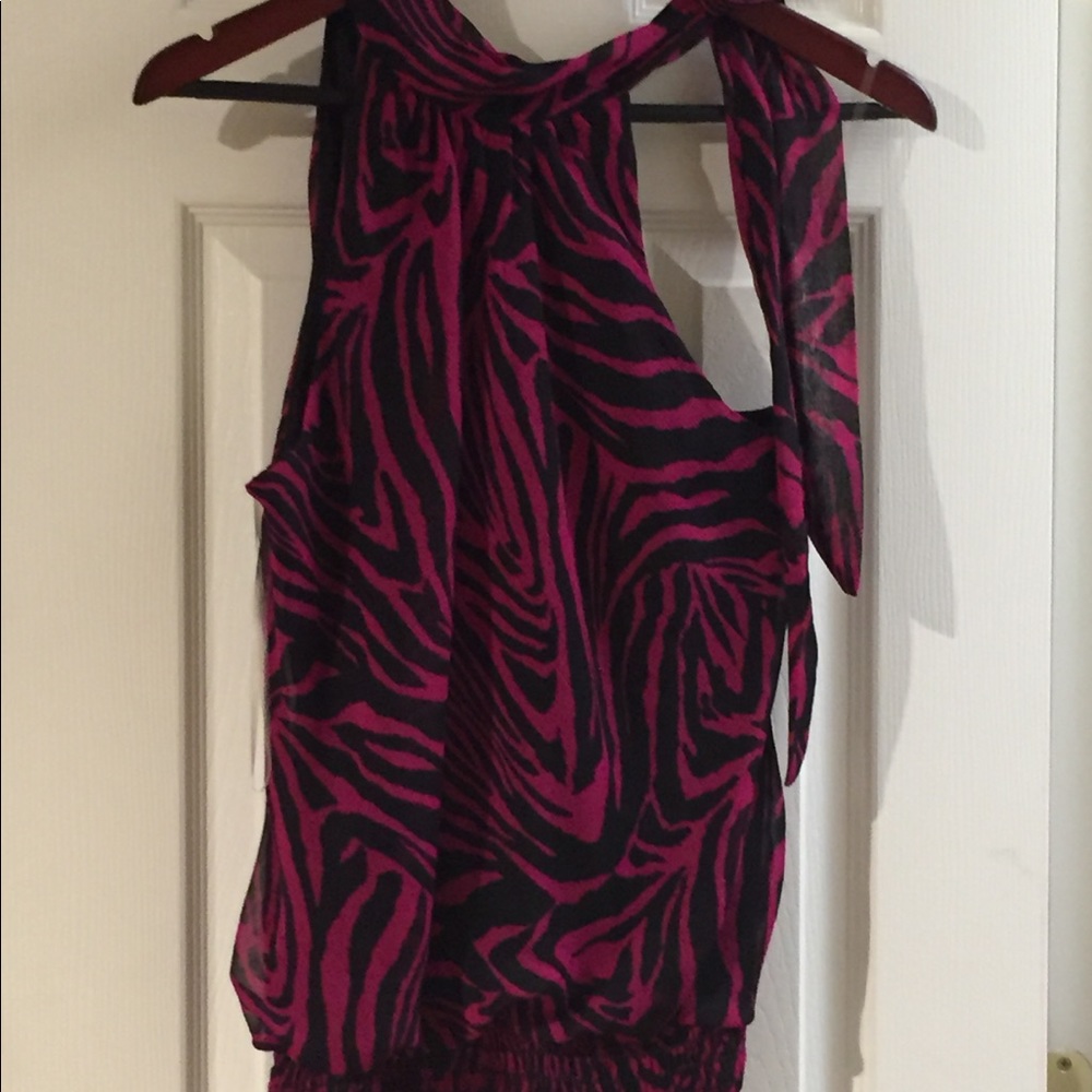 Soulmate Pink & Black Sleeveless Halter Top