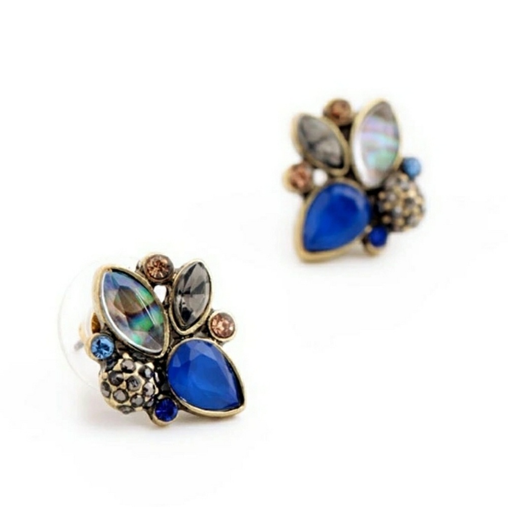 Boho Crystal Stud Earrings - Picture 2 of 4