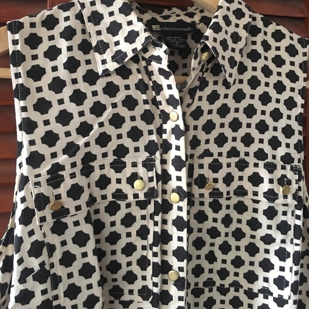Brass Button Sleeveless Blouse