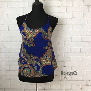 Lush Sheer Blue Paisley Print Cami Tank Top