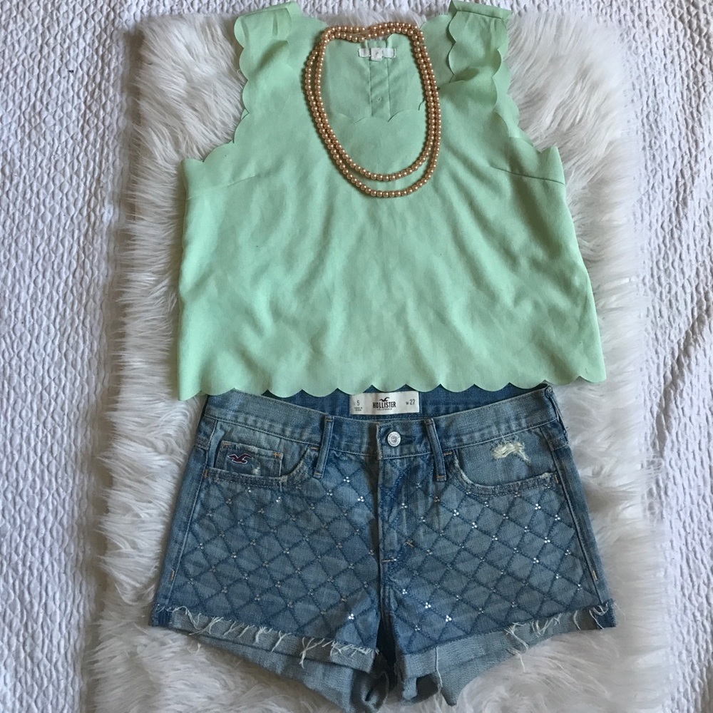 Hollister Embellished Denim High Waisted Shorts