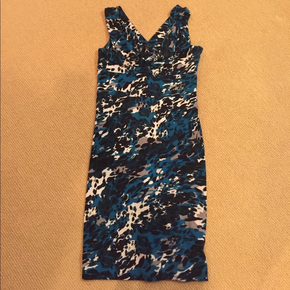 Ann Taylor blue, black, white animal print dress - Picture 1 of 3