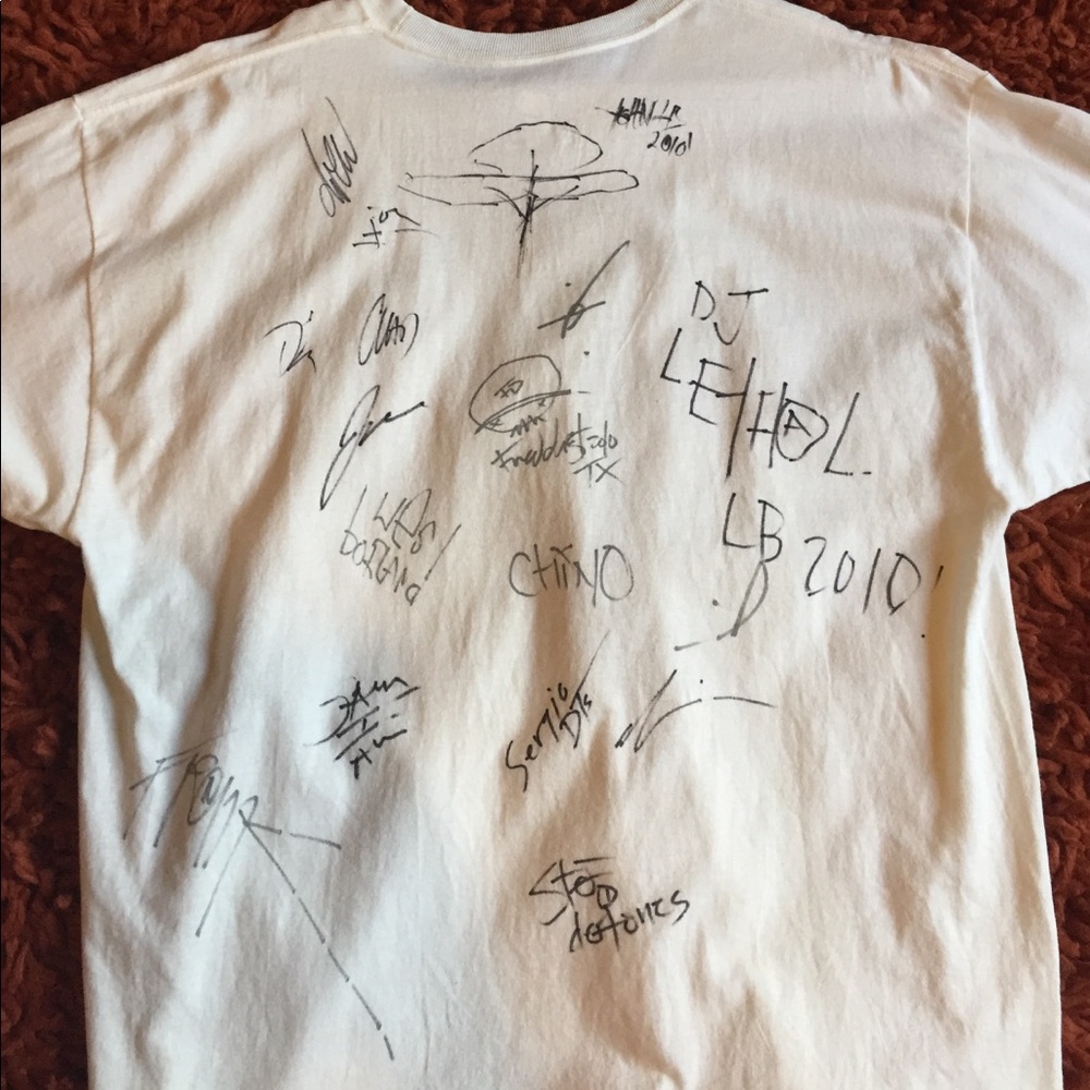 Autographed tshirt by entire limp biscuit, ect.