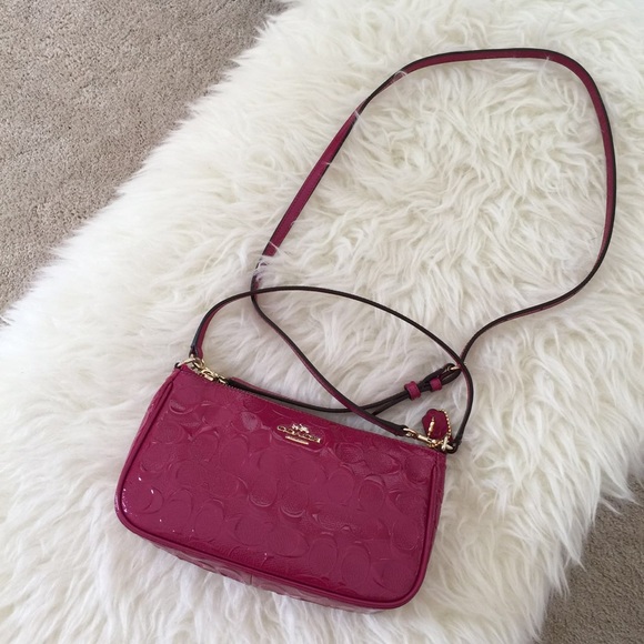 Coach Debossed Top Handle Leather Crossbody - Picture 2 of 6