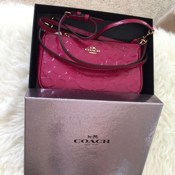 Coach Debossed Top Handle Leather Crossbody - Picture 6 of 6