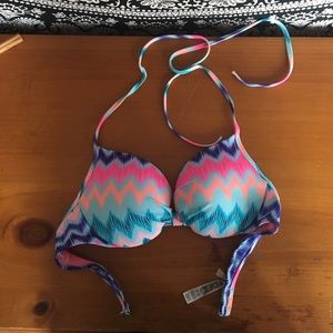 Pink halter bathing suit top