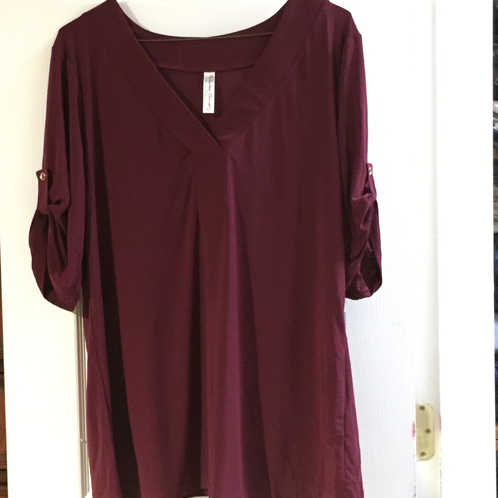 PerSeption  Burgundy 3/4 Sleeve Top New with Tags