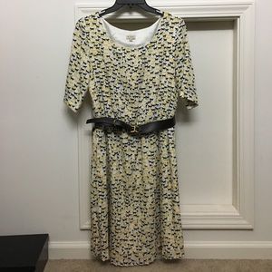 Dress with Navy/Gold Horse Pattern