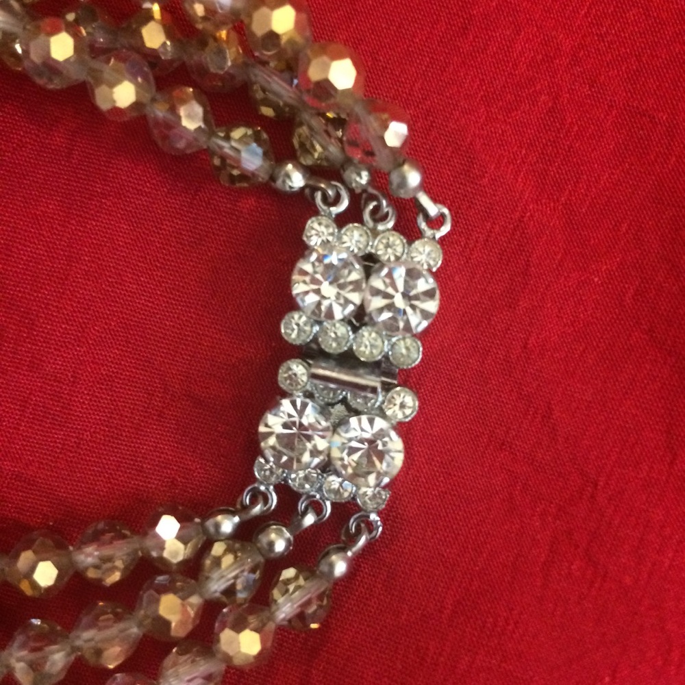 Vintage iridescent bracelet with rhinestones