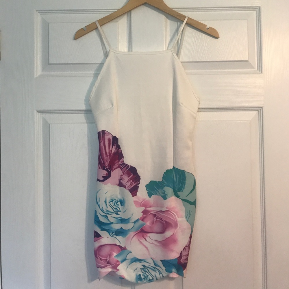 Floral and white party dress