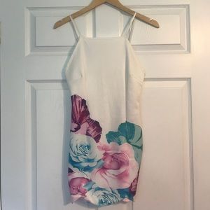 Floral and white party dress