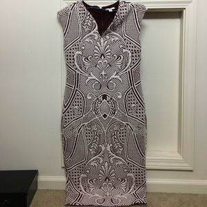Burgundy and White Textured BodyCon Dress