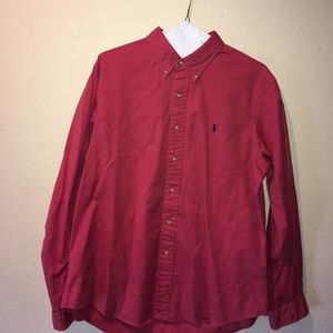 Red Long Sleeve Button Down by Ralph Lauren - XL