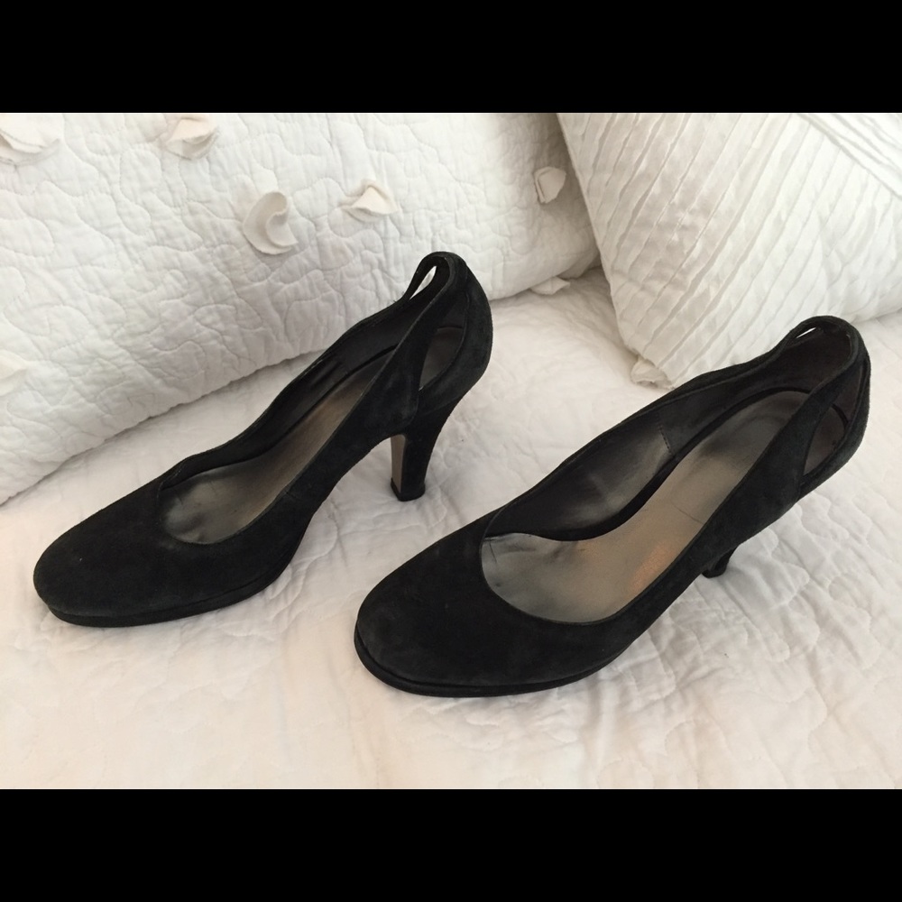 Black Suede Cutout Heels