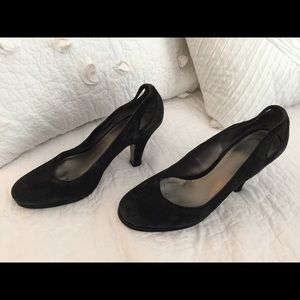 Black Suede Cutout Heels