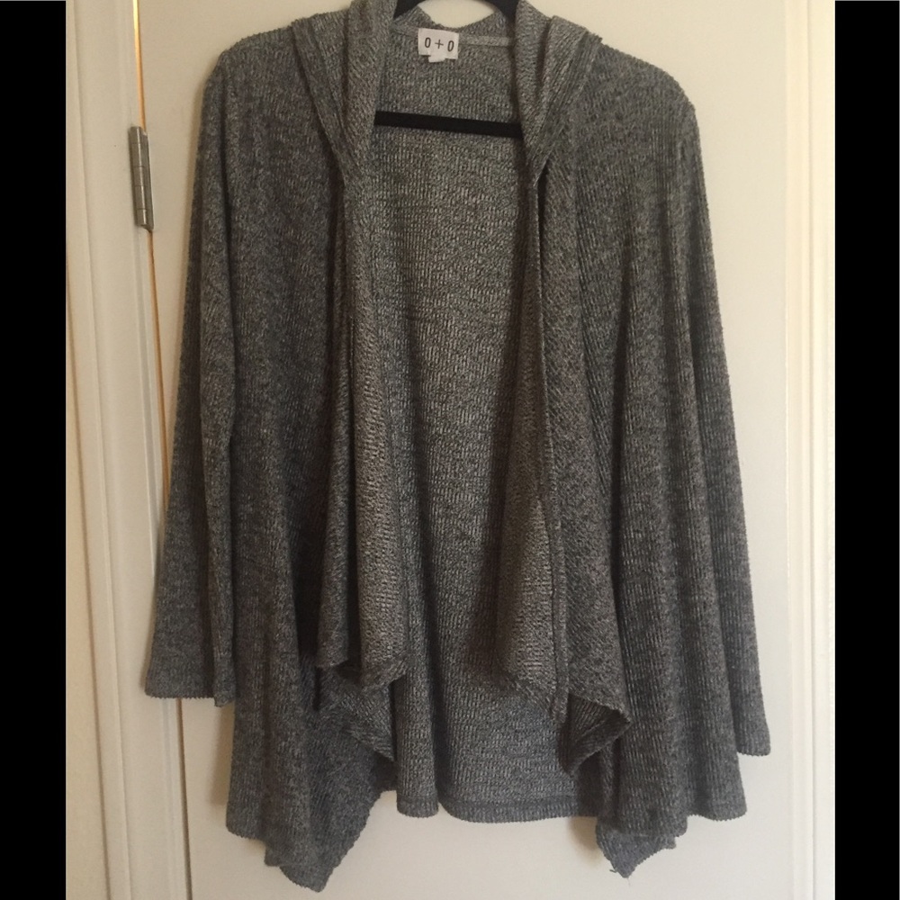 O+O Drape Front Grey Cardigan with Hood-StitchFix