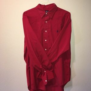 Red Long Sleeve Button Down Polo by Ralph Lauren
