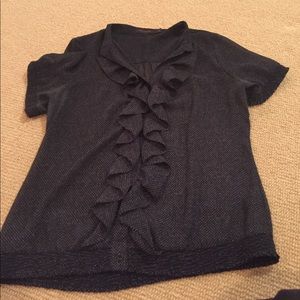 Gray ruffled blouse