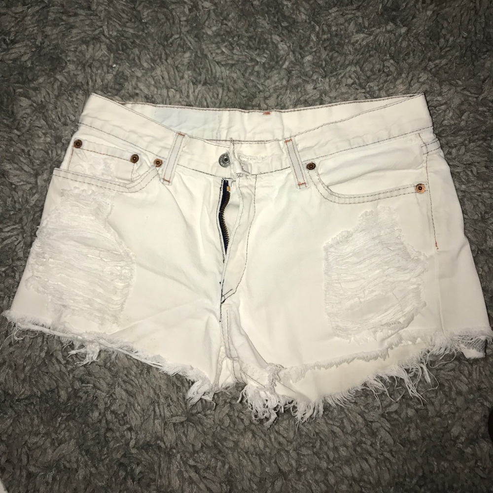 First of a Kind white denim shorts