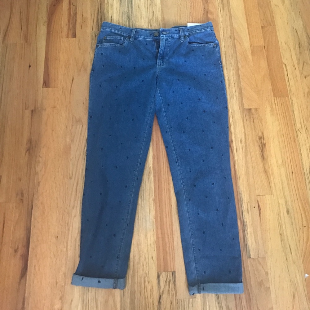 Polka dot boyfriend cropped jeans