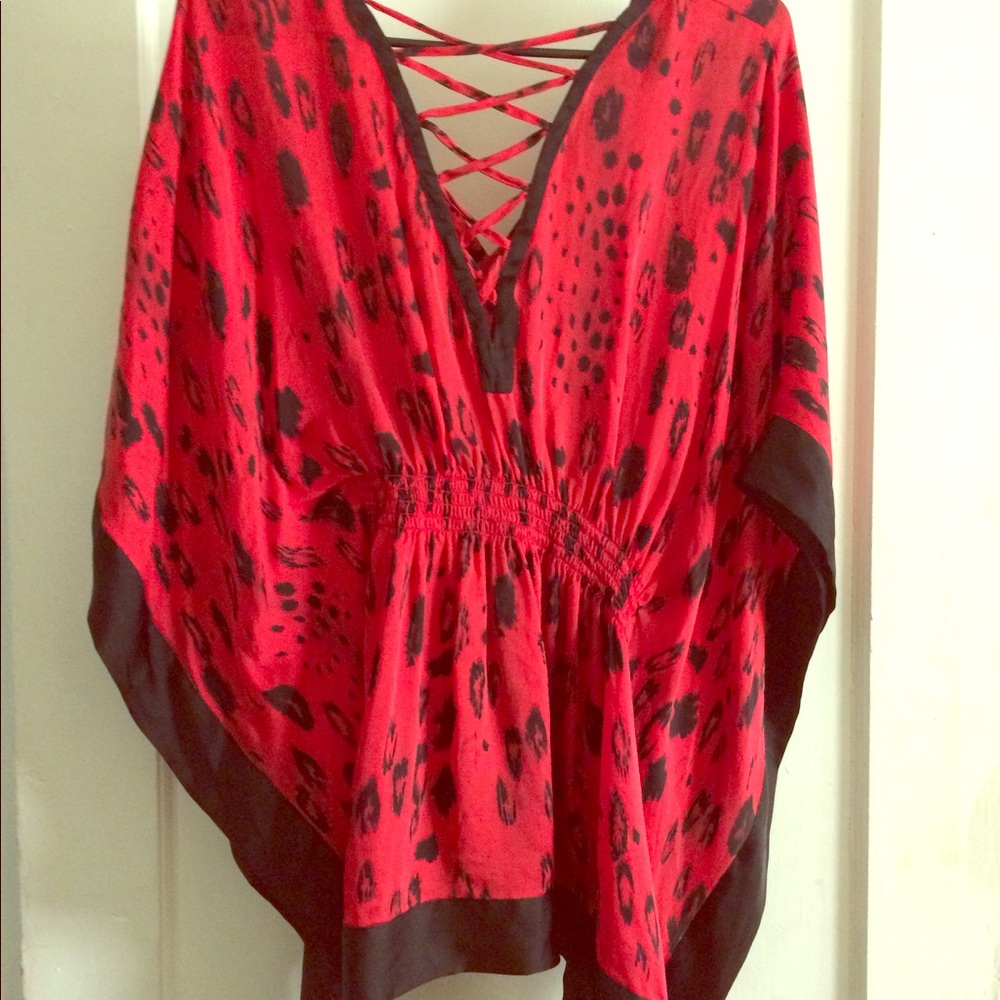 Red silk shirt. Worn only once.