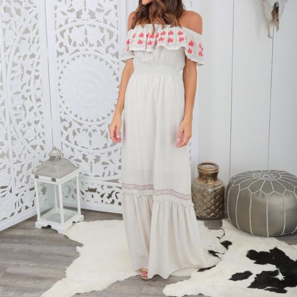 FLASH SALE! Embroidered Off the Shoulder Maxi - Picture 5 of 5