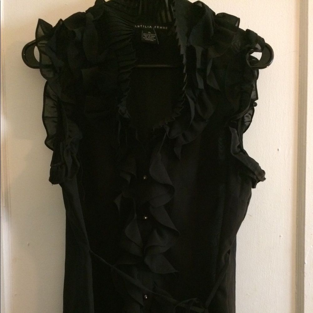 Black ruffle shirt