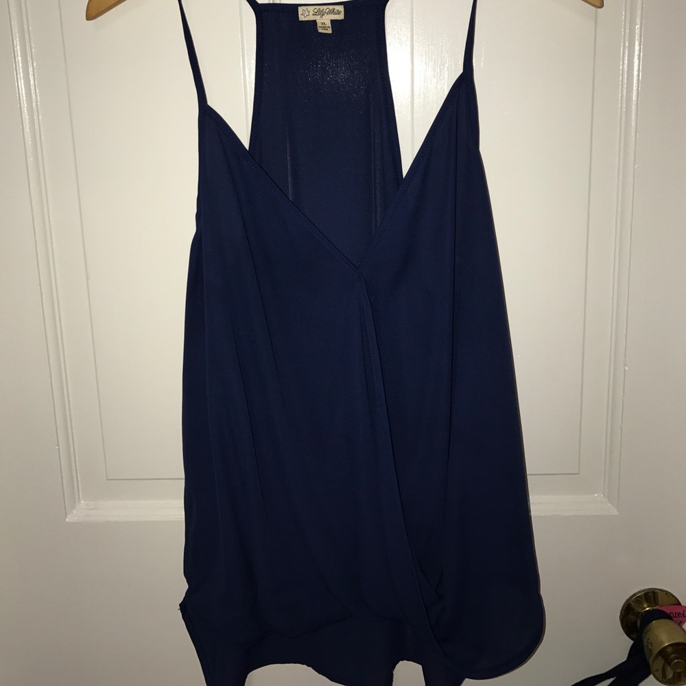Navy Blue Cross Front Tank