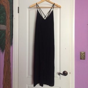 TOPSHOP Black Button Down Strappy Cross-back Dress