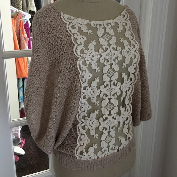 Free People shimmer lace batwing sweater - Picture 3 of 3