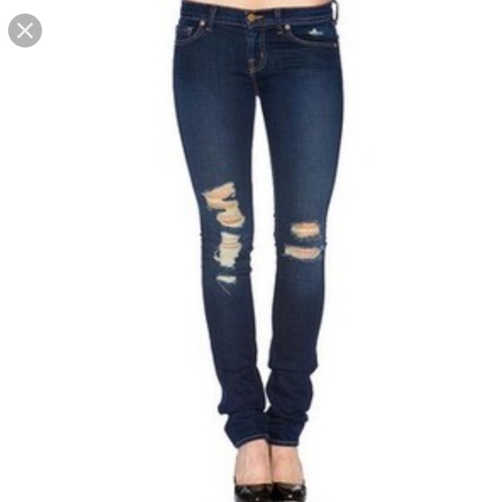 J Brand ripped low rise pencil leg Jean