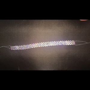 Iridescent stone choker