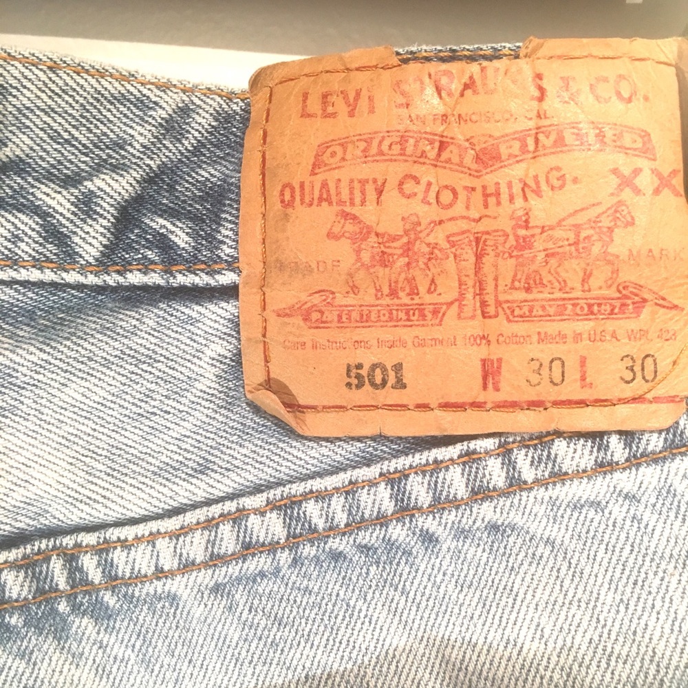 Levi High Waisted Distressed Denim Shorts