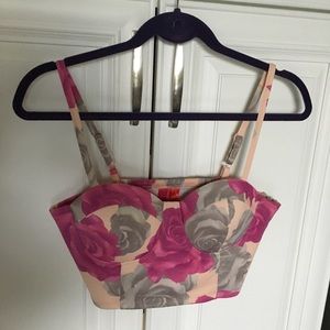 Floral cropped pink & grey bustier