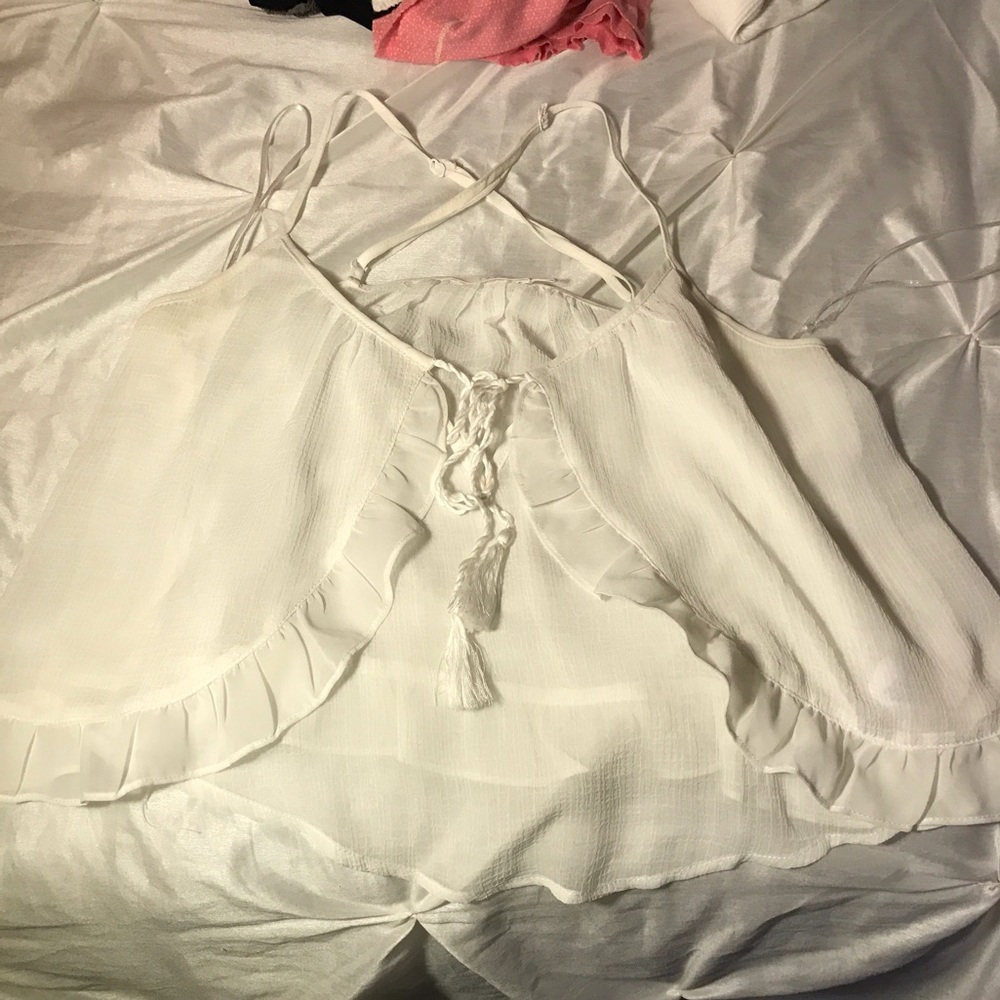 White Cross Back Tank Top